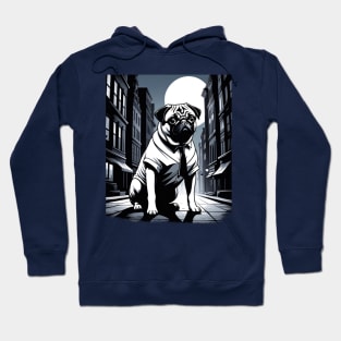 Pug the Detectve in a Shirt Hoodie